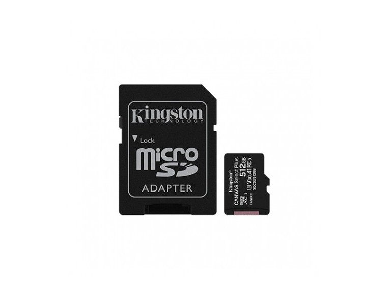 MEM MICRO SDXC 512GB KINGSTON CANVAS SELECT+ADAPT CL10 / R: 100MB/s W:85MB/s SDCS2/512GB