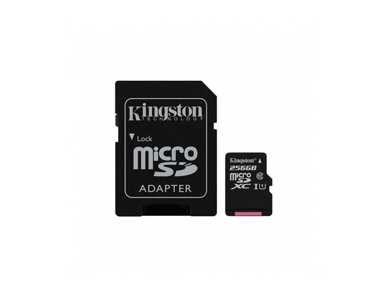 MEM MICRO SDXC 256GB KINGSTON CANVAS SELECT+ADAPT CL10 / R: 100MB/s W:85MB/s SDCS2/256GB