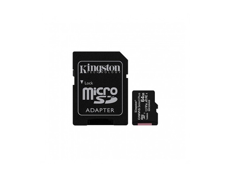 MEM MICRO SDXC 64GB KINGSTON CANVAS SELECT+ADAPT CL10 / R: 100MB/s W:85MB/s SDCS2/64GB